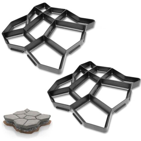 SWANEW Stampo per calcestruzzo da 2 pezzo, stampo per vialetto Strumenti per stampi per pavimentazione di vialetto per patio in cemento, 43x43x4 cm