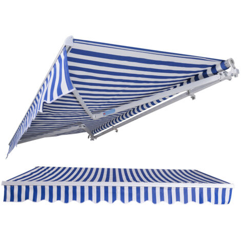 Swanew – Store banne manuel 350x300cm – Protection solaire anti-UV – Tissu polyester 280g/m² – Angle d'inclinaison 0-30° – Installation facile