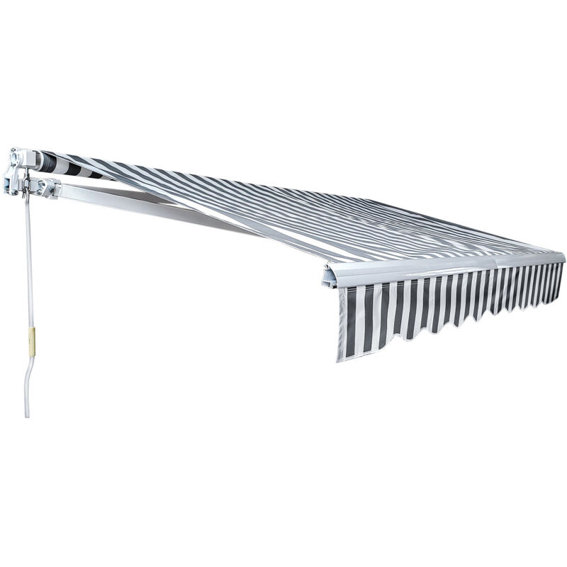 Store de balcon Store Banne Manuel Store extérieur Auvent Balcon Articulé Anti-UV Terrasse Jardin Gris Blanc 350 x 300 cm - Swanew