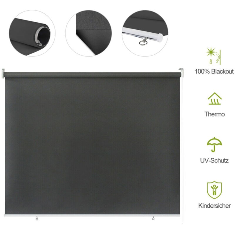 Swanew - Store vertical 140 x 140 cm , store vertical résistant aux uv, protection contre le vent et brise-vue, anthracite