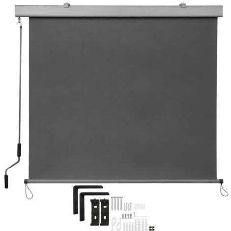 SWANEW Store vertical, store de balcon, store enrouleur latéral, brise-vue avec manivelle, gris foncé 250 x 140 cm