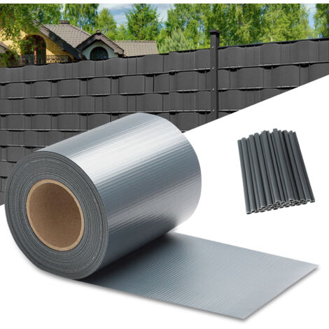 SWANEW Strisce privacy, PVC, strisce paravento, tappeto a doppia asta 50m grigio