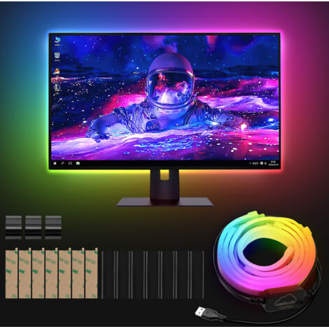SWANEW Striscia LED per scrivania da gioco. striscia LED RGBIC per monitor PC da 24 pollici. retroilluminazione PC. illuminazione a LED USB con controllo App