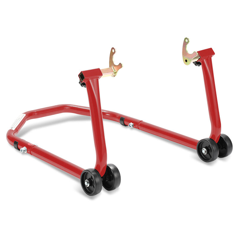 Support béquille de moto arrière lève moto arrière sur roulettes avec adaptateurs caoutchouc rouge - Swanew