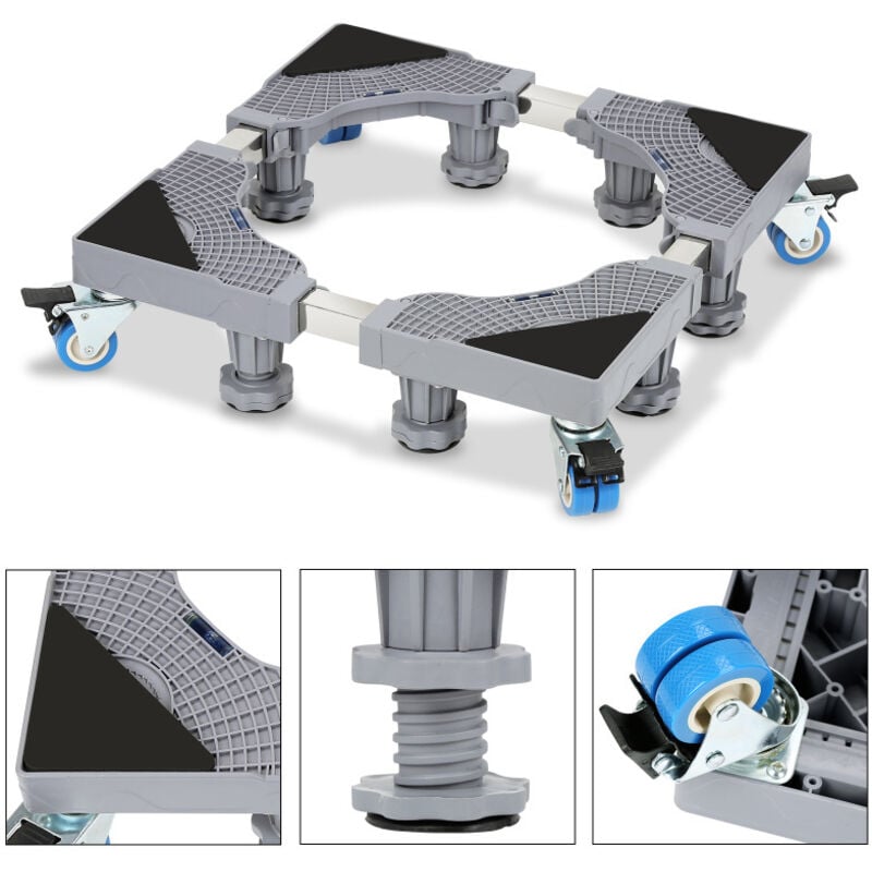 Support de machine à laver Base Machine à Laver Réglable 41-64cm 8 pieds + 4 roues - Swanew