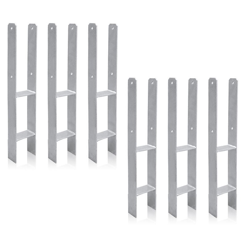 Swanew - 6x Support de poteau Ancre de Poteau en h pour Jardin Poteaux de Clôture 121MM