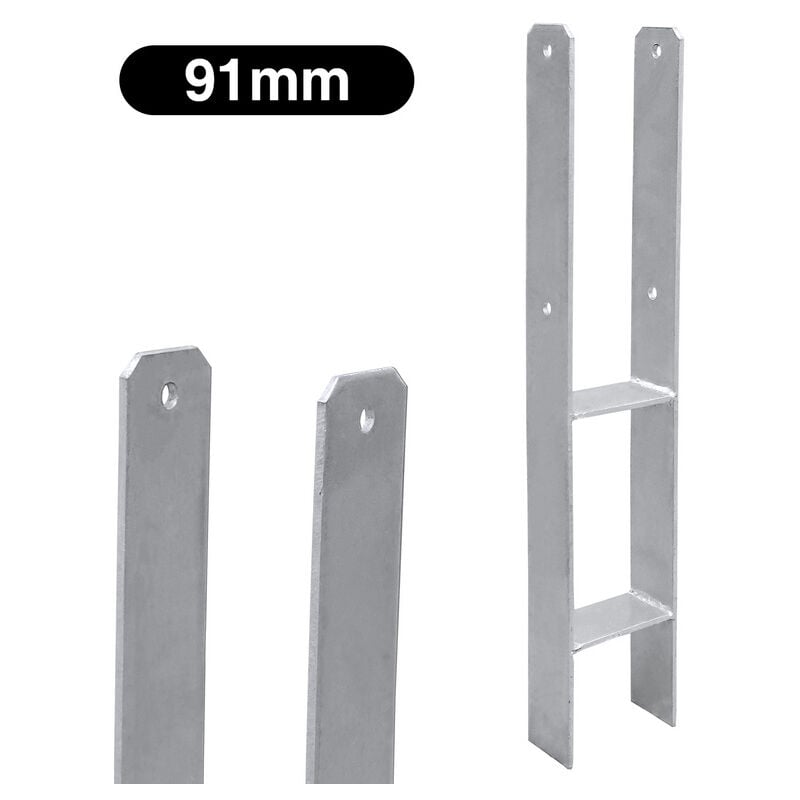 2x Support de poteau Ancre de Poteau en h pour Jardin Poteaux de Clôture 91MM - Swanew