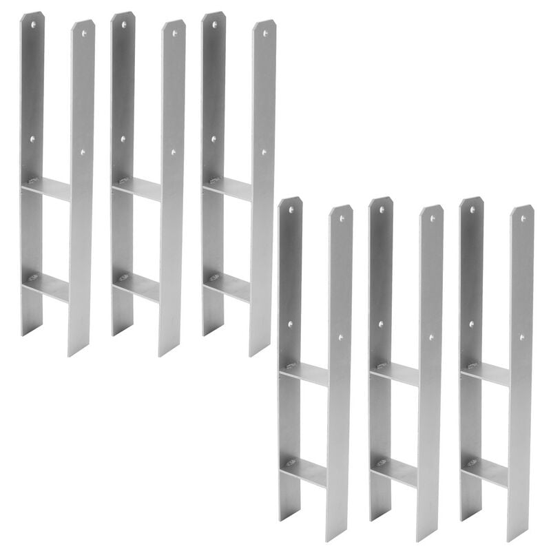 Swanew - 6x Support de poteau H-ancre Poteaux de Clôture 111MM