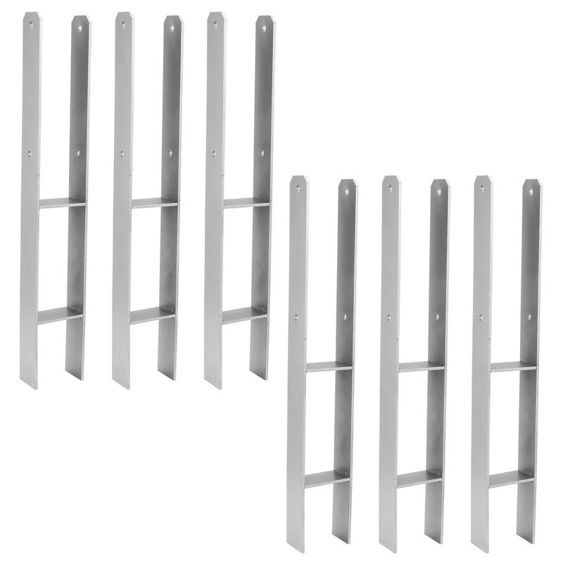 Swanew - 6x Support de poteau H-ancre Poteaux de Clôture 81MM