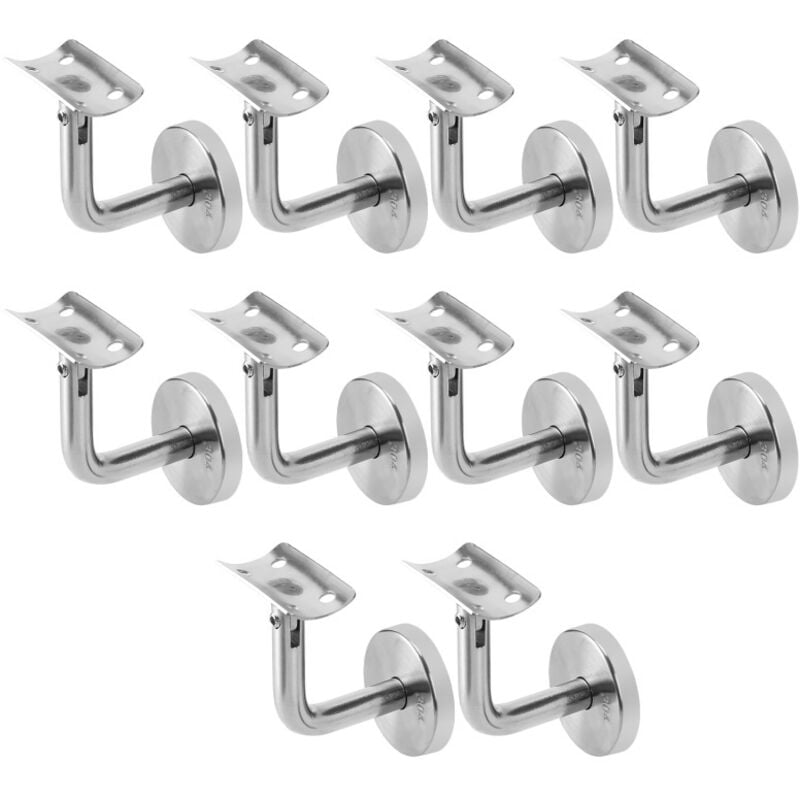 Support Main Courante 10 Pièces Inox 304 pour Rampe Escalier Support Mural Rampe Bois Argent