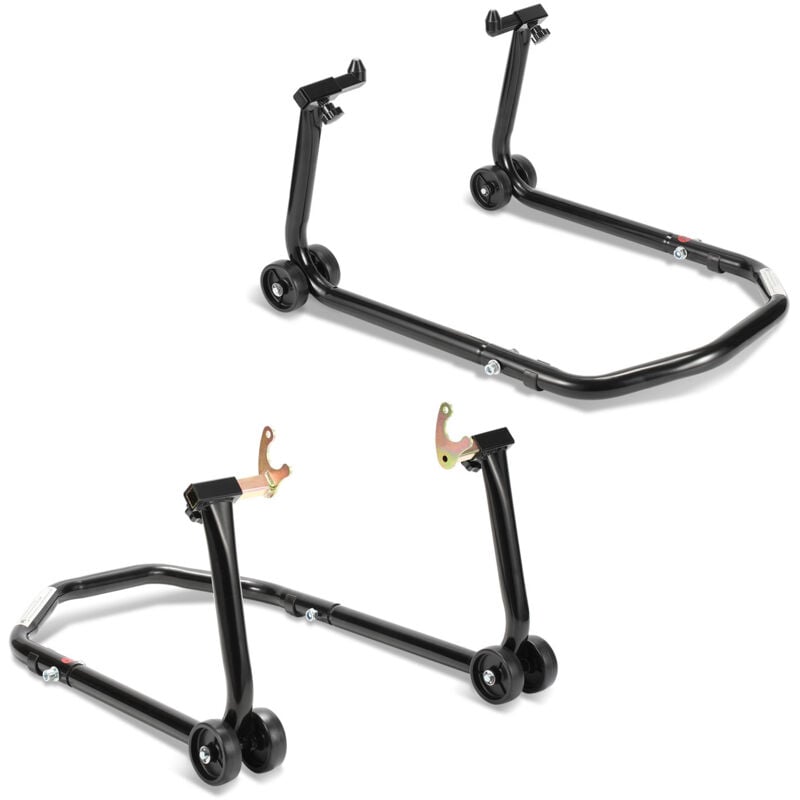 Support moto Support de roue avant et arrière pour moto avec bras réglable, noir - Swanew