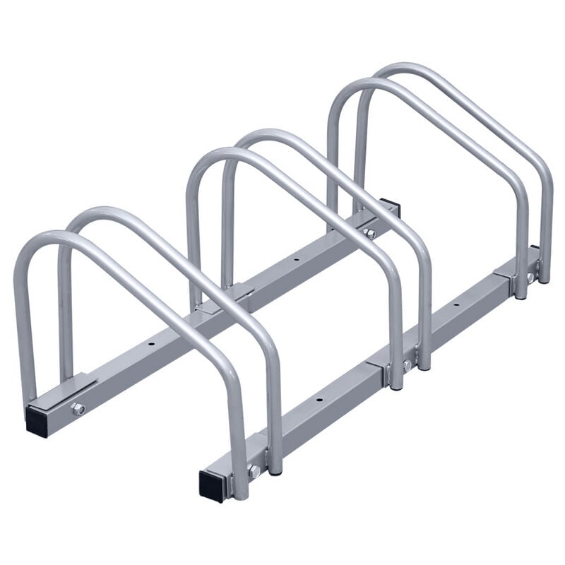 Swanew - Ratelier velo Support à vélos Présentoir à vélos Porte-vélo Supports multiples roues vtt pour 3 vélos - Argent