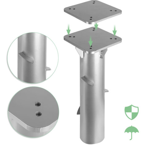 SWANEW Supporto per ombrellone Ancoraggio a terra Supporto universale per ombrellone 40 cm Metallo argento