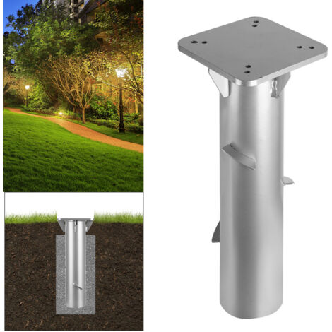 SWANEW Supporto per ombrellone - Supporto per ombrellone in metallo - Supporto per ombrellone da incasso - per giardino - ancoraggio a terra da 16 cm - argento