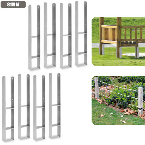 SWANEW Supporto per palo H per Carport Recinzioni Supporto per palo in H Supporto da incasso 81MM 8 pezzi