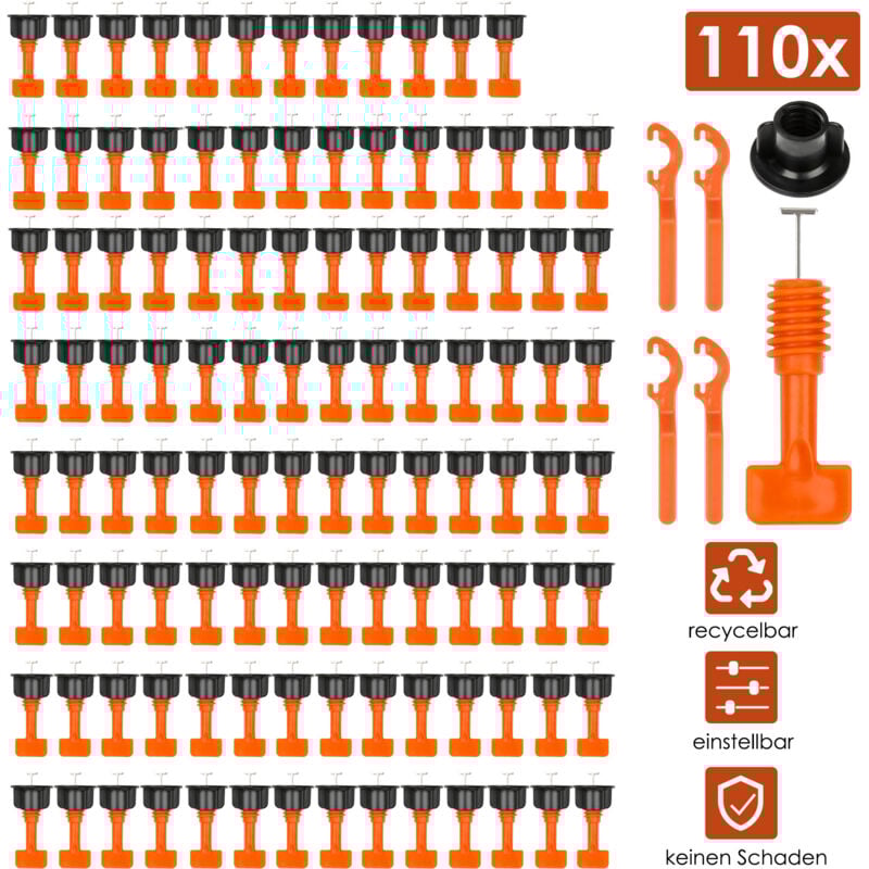 Système de nivellement de carreaux 220 pièces Pack entretoises de niveleurs de carreaux réutilisables pour la construction