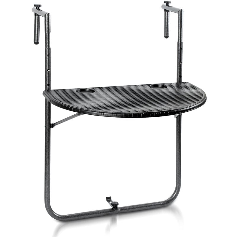 Table de balcon table suspendue 60x40cm table pliante semi-circulaire pliable table suspendue de balcon - Schwarz - Swanew