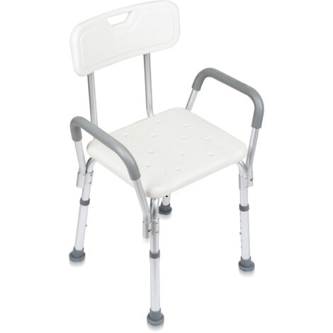 SWANEW Tabouret de douche chaise de douche tabouret de bain anti-dérapant jusqu'à 136kg avec accoudoir avec dossier aluminium