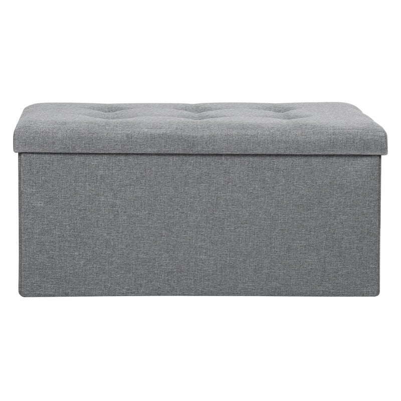 Tabouret de rangement Banc Coffre de Rangement Pliable 76cmx38cmx38cm Pouf Repose pieds Canapé Pouf avec Coffre de Rangemen Gris - Swanew