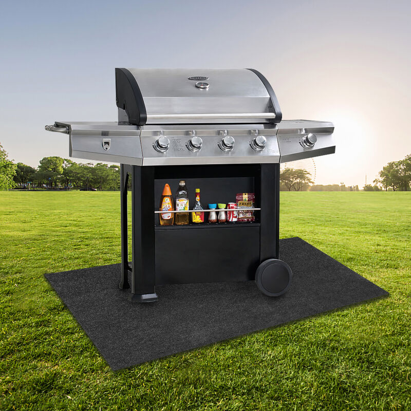 Swanew - vingo Tapis de barbecue tapis de gril tapis ignifuge sous-couche tapis de gril étanche tapis de gril résistant à l'huile 90120CM - Gris