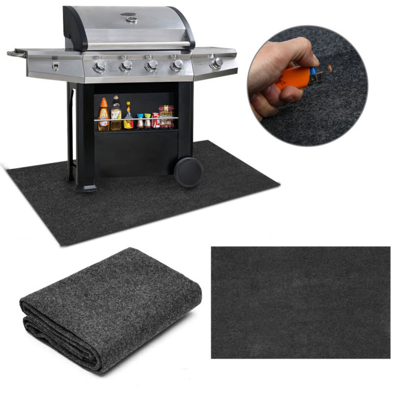 Swanew - Tapis de barbecue Tapis de protection tapis de gril tapis ignifuge sous-couche étanche résistant à l'huile 100x120CM