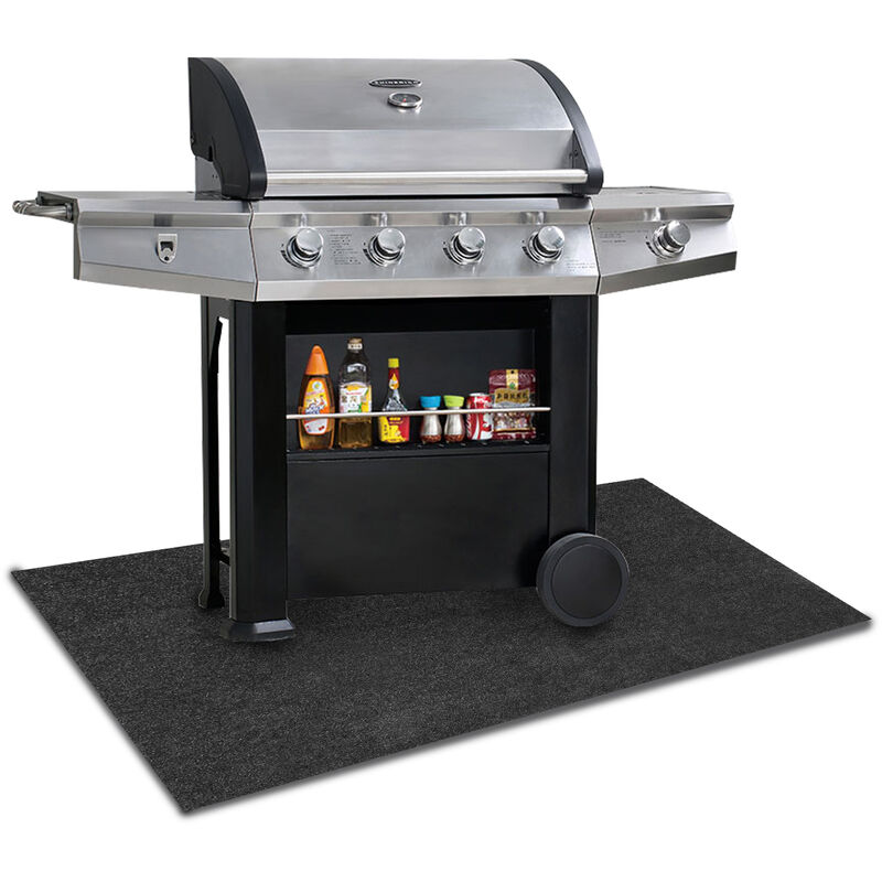 Swanew - Tapis de barbecue Tapis de protection tapis de gril tapis ignifuge sous-couche étanche résistant à l'huile 100120CM - Gris
