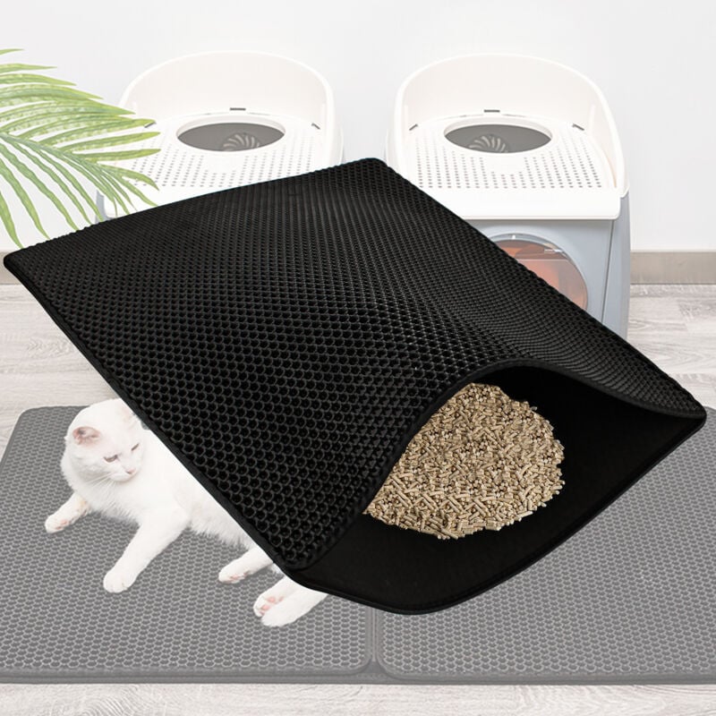 SWANEW Tapis de Litière pour Chat Double Couche Nid d'Abeille EVA Imperméable Tapis Litière Chat 78×60cm