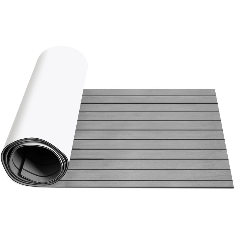 Tapis de pont eva Tapis de bateau en mousse Feuille de pont en teck Faux bateau 1X Stripes 2400x600x5mm Gris - Swanew