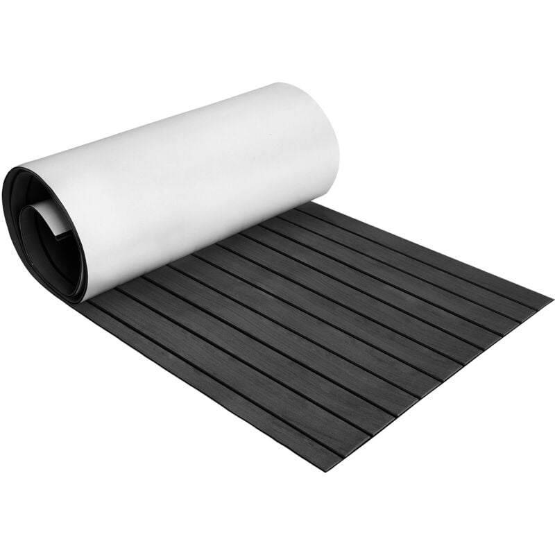 Tapis de pont eva Tapis de bateau en mousse Feuille de pont en teck Faux bateau 1X Stripes 2400x900x5mm Gris foncé - Swanew