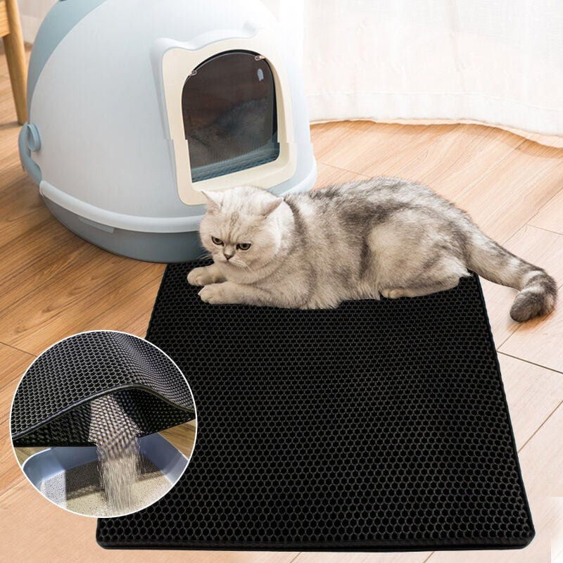 Swanew - Tapis litière pour chat Tapis de litière pour chat Tapis de litière en nid d'abeille Tapis imperméables non toxiques 78 × 60cm