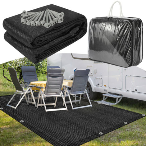SWANEW Tappeto da esterno Tappeto da Tenda Tappeto da Viaggio da Campeggio Tappeto da Gazebo per Caravanna 200X200cm Nero