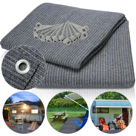 SWANEW Tappeto da esterno Tappeto da Tenda Tappeto da Viaggio da Campeggio Tappeto da Gazebo per Caravanna 250X250cm Blu-grigio