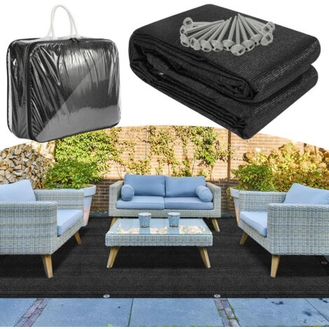 SWANEW Tappeto da esterno Tappeto da Tenda Tappeto da Viaggio da Campeggio Tappeto da Gazebo per Caravanna 250X250cm Nero