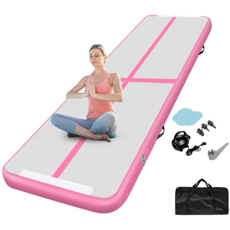 SWANEW Tappeto elastico Airtrack Pompa d'aria elettrica Palestra Rosa 400cm