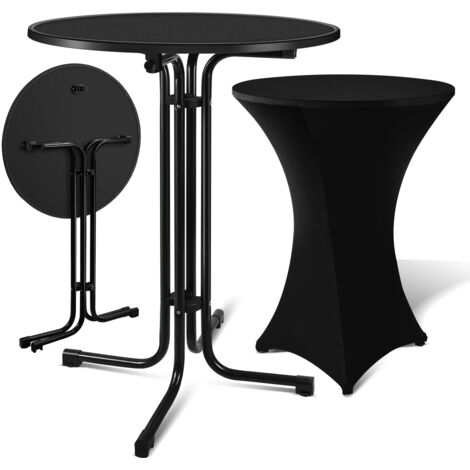 SWANEW Tavolo da bar con copertura bistrot pieghevole per feste in giardino tavolo bistrot rotondo Ø 80 cm nero