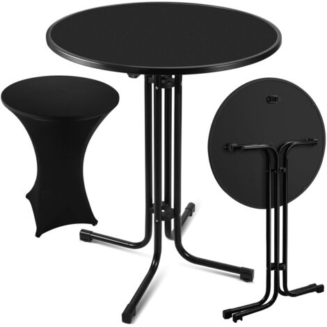 SWANEW Tavolo da bar con copertura bistrot pieghevole per feste in giardino tavolo bistrot rotondo Ø 80 cm nero