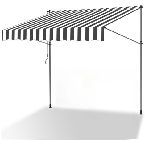 SWANEW Tenda a bracci manuale Tenda retrattile senza foratura 200x120cm Bianco Grigio