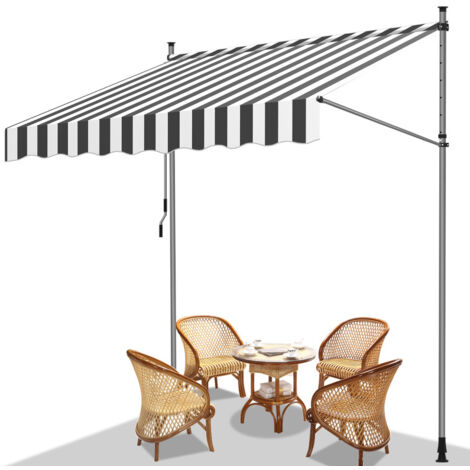 SWANEW Tenda a bracci manuale Tenda retrattile senza foratura 200x120cm Bianco Grigio