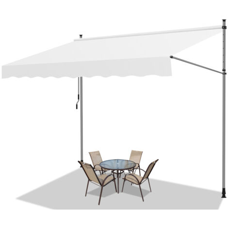 SWANEW Tenda a bracci manuale Tenda retrattile senza foratura 400x120cm Crema