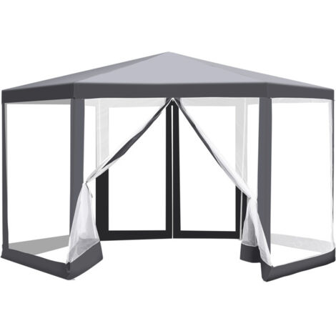 SWANEW Tenda con zanzariera Robusto Tenda esagonale per feste all'aperto resistente ai raggi UV Patio  cortile 2x2x2m grigio