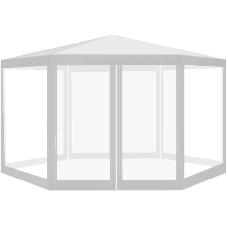 SWANEW Tenda da picnic con zanzariera. Camping Tonnelle esagonale da ricevimento UV Patio. cortile 2x2x2m bianco