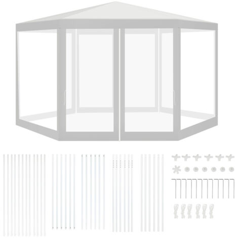 SWANEW Tenda da picnic con zanzariera  Robusto Camping Tonnelle esagonale da ricevimento UV Patio  cortile 2x2x2m bianco