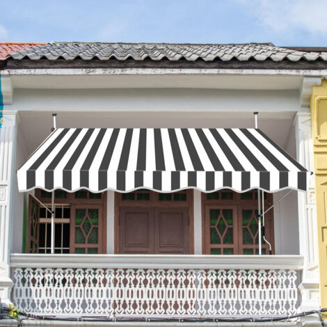 SWANEW Tenda da sole a scomparsa manuale Tenda da sole a terrazza Non è necessario alcun trapano Manovella Altezza regolabile  2.5M. bianco grigio