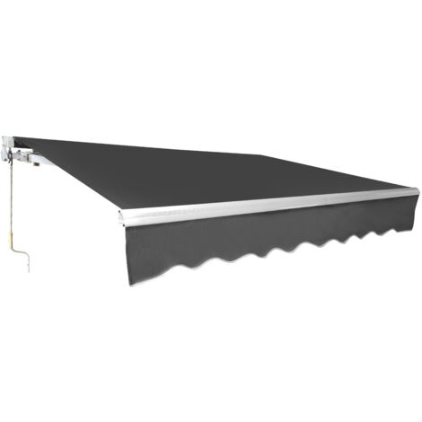 SWANEW Tenda da sole manuale 350 x 300 cm Grigio Tenda da sole per balconi articolata Protezione solare Giardino Terrazza