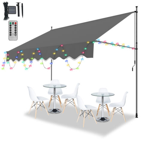 SWANEW Tenda da sole manuale per terrazza Protezione solare idrorepellente e resistente ai raggi UV con LED Grigio 4M