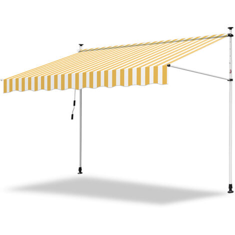 SWANEW Tenda da sole manuale per terrazza Protezione solare resistente ai raggi UV Idrorepellente con protezione solare Giallo e bianco 2M
