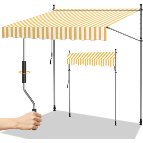 SWANEW Tenda da sole manuale retrattile maniglia anti-ultravioletto giallo bianco 3m