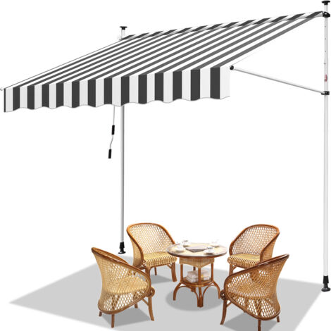 SWANEW Tenda da sole per balcone Tenda da sole a morsetto Tenda da sole a braccio articolato Protezione solare a scomparsa UV grigio 2.5M