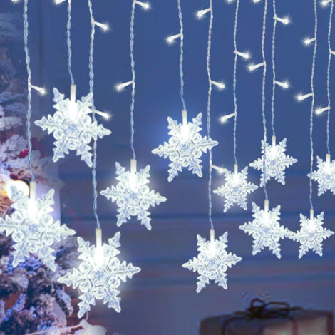 SWANEW Tenda luminosa a fiocco di neve a LED Tenda luminosa per interni Decorazione natalizia per esterni. bianco freddo