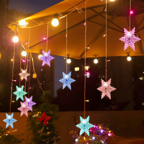SWANEW Tenda luminosa a LED Fiocco di neve per feste in camera da letto Tenda luminosa per interni per esterni. multicolore